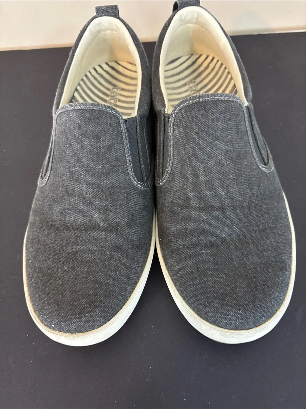 Taos Dark Gray Dandy Canvas Slip-on Shoe Sneaker Size 8.5